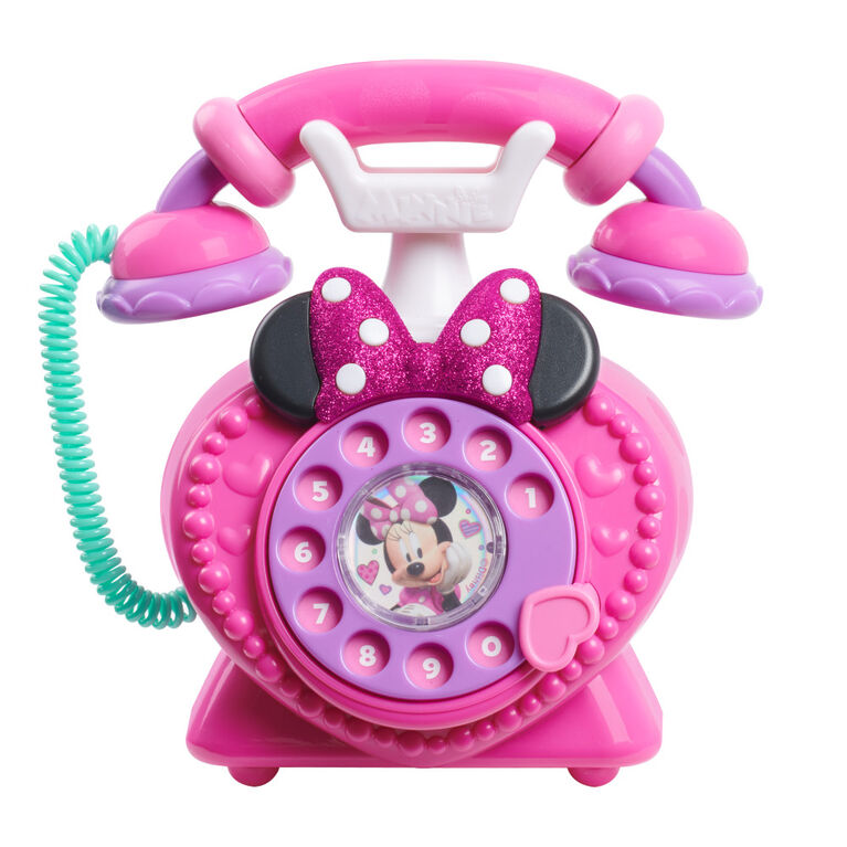 Disney Junior Minnie Mouse Ring Me Rotary Phone with Lights and Sounds, Pretend Play Phone for Kids