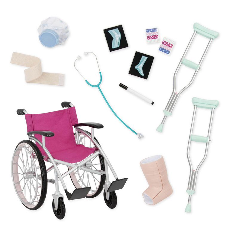 Heals On Wheels, Our Generation, Fauteuil roulant et accessoires médicaux pour poupées de 18 po