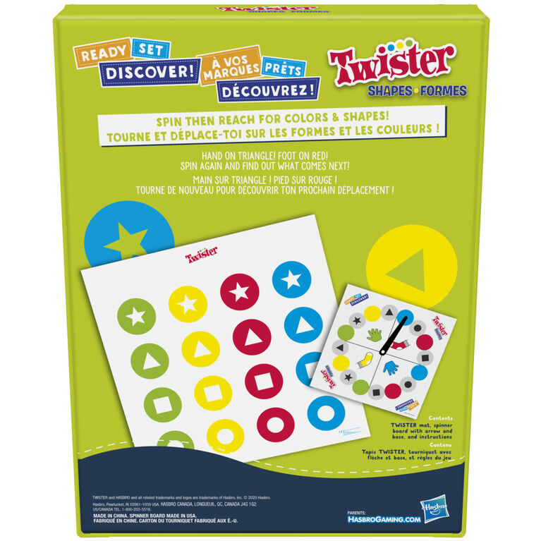 Ready Set Discover Twister Shapes Board Game With Playmat, Movement Game, Shapes and Color Matching for Preschoolers and Kids