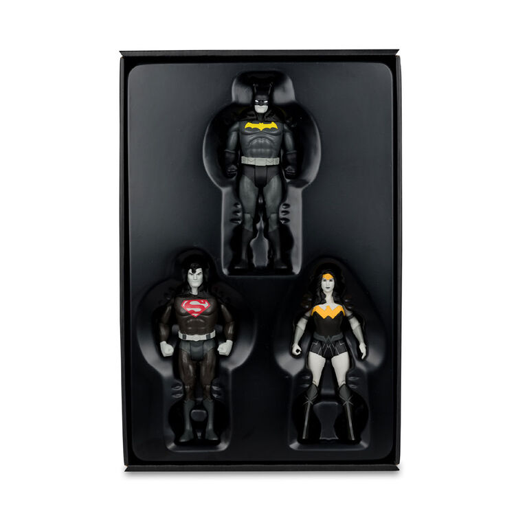 DC Super Powers Batman, Superman & Wonder Woman Black & White Accent Edition Gold Label 3pack