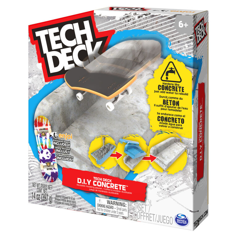 Tech Deck DIY Concrete Reusable Modeling Playset with Exclusive Enjoi Fingerboard, Rail, Molds, Skatepark Kit