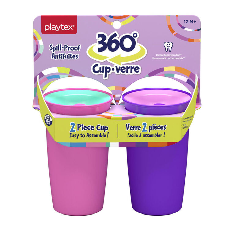 Verres antifuites Sipsters rose bonbon & orchidée violette - 360⁰ de Playtex