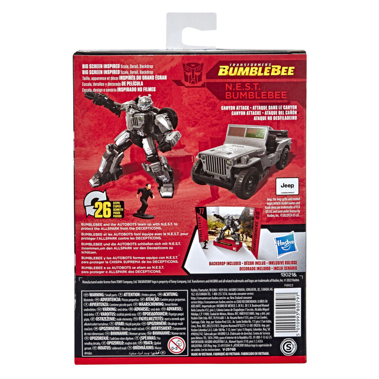 Transformers Studio Series 77, figurine Bumblebee classe The Ride - 3D N.E.S.T.