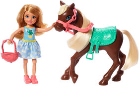 Barbie Club Chelsea and Horse doll, Dressed in an Outfit and Accessories