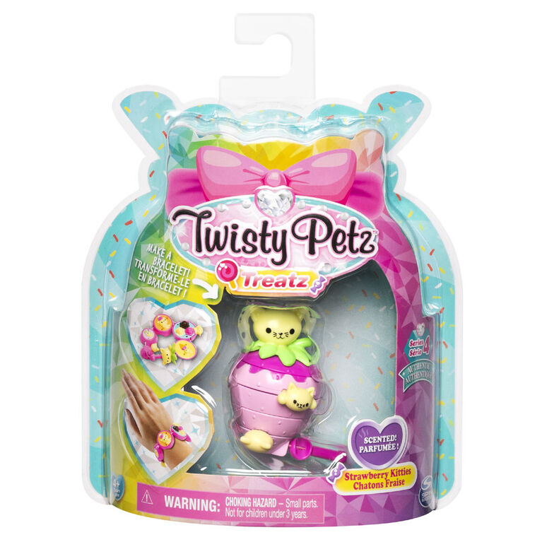 Twisty Petz Treatz, Strawberry Kittens Scented Stackable Collectible Bracelet