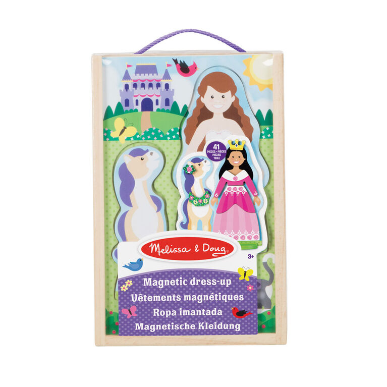 Melissa & Doug Princess & Horse Magnetic Dress-Up Dolls en bois Jeu de simulation (35 pcs)
