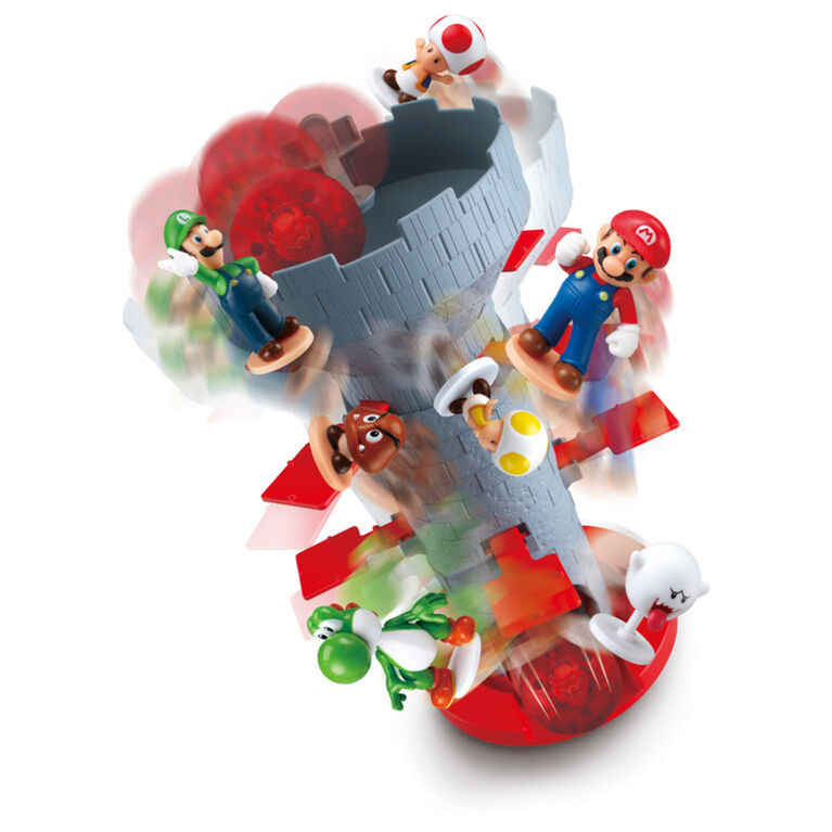 Epoch Games Super Mario Blow Up! Shaky Tower Balancing Game with Collectible Super Mario Action Figures - English Edition
