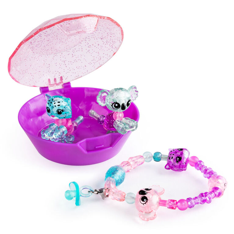 Twisty Petz, Série 3, Pack de 4 mini-animaux, Coffret de bracelets léopards des neiges et koalas avec écrin