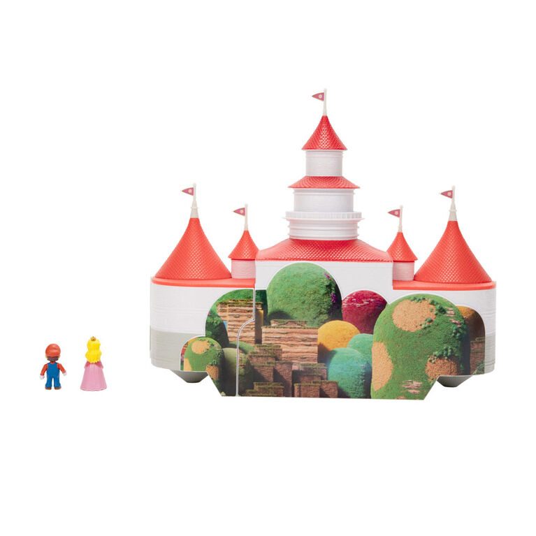 Super Mario Bros Le Film - Ensemble Château du Royaume Champignon avec  figurines miniatures Mario et Princesse Peach de 1,25