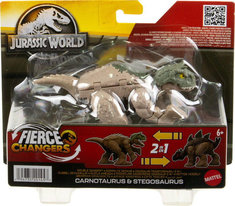 JURASSIC WORLD FIERCE CHANGERS DOUBLE DANGER Carnotaurus & Stegosaurus