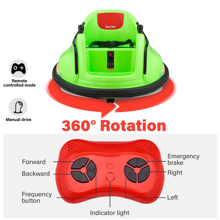 Voltz Toys Round Bumper 360 Rotation with Remote, Green