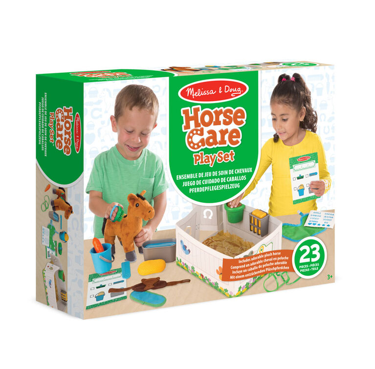 Melissa & Doug - Ensemble de jeux de soins pour chevaux Feed & Groom avec peluche (23 pièces)