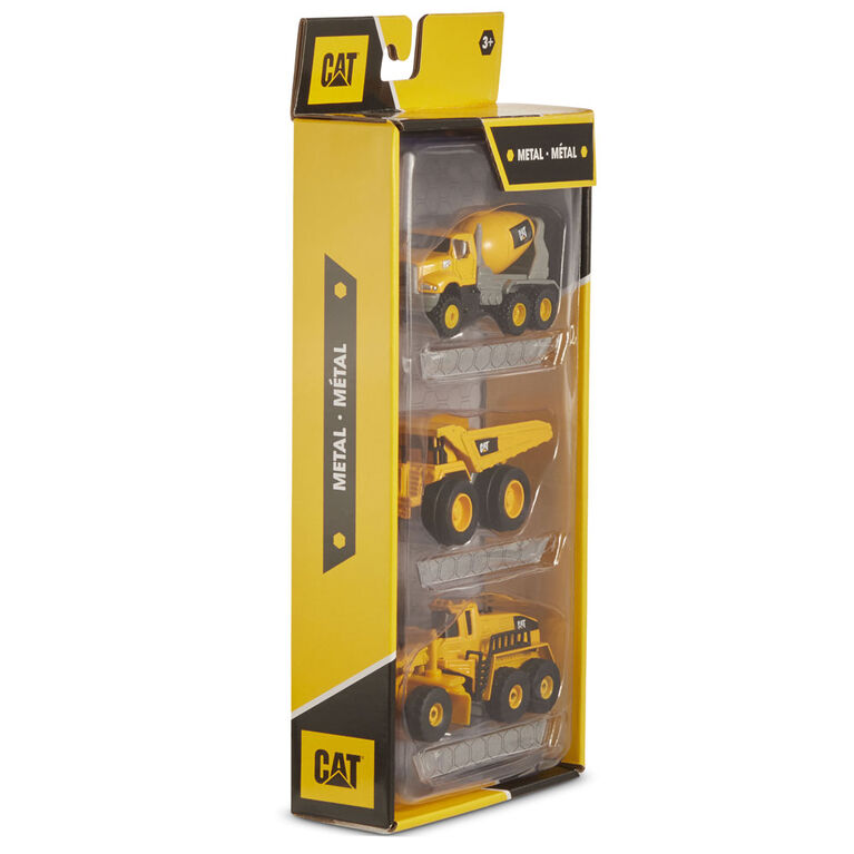 Cat Metal 3 Pack Concreate Mixer, Dump Truck, Grader