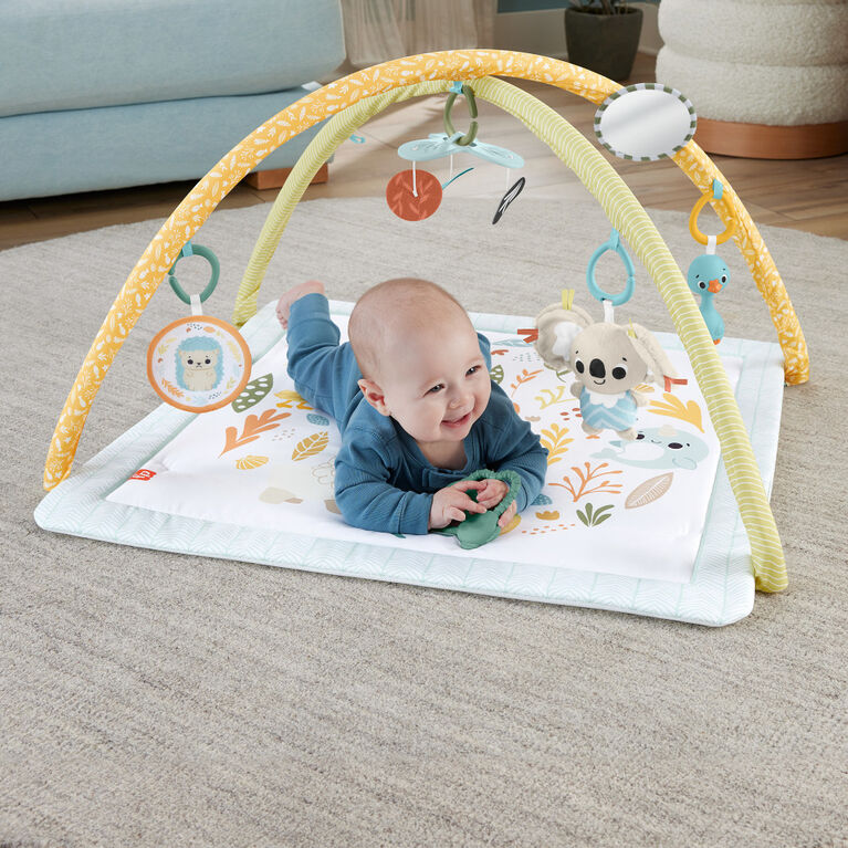 Fisher-Price Simply Senses Newborn Gym Baby Activity Mat with 6 Sensory Toys