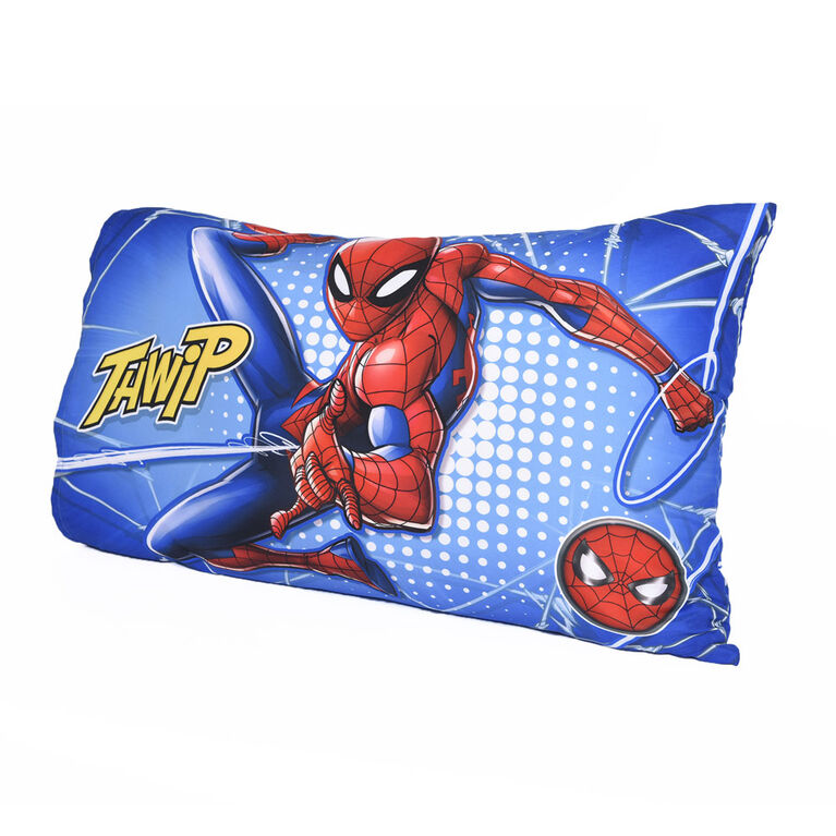 Marvel Spiderman 3 Piece Toddler Bedding Set with Reversible Comforter, Fitted Sheet and Pillowcase by Nemcor