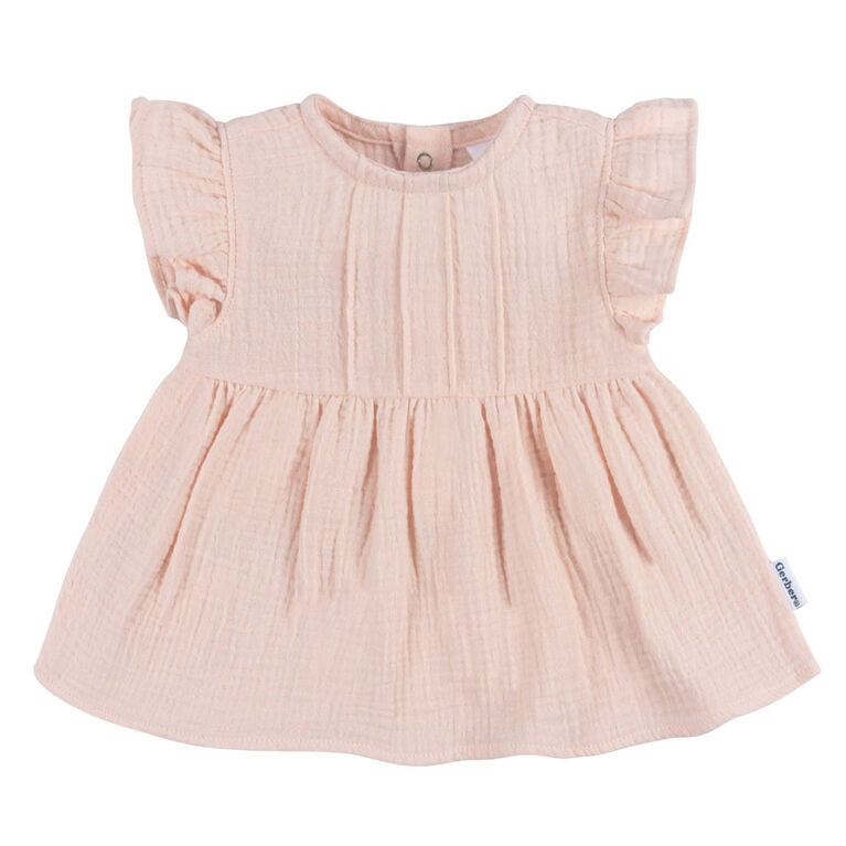 Gerber Childrenswear - 2-Piece Top + Diaper Set - Blush - 3-6M
