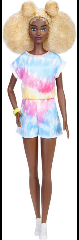 ​Barbie Fashionistas Doll #180, Tie-dye Romper, Sneakers, Yellow Bracelet