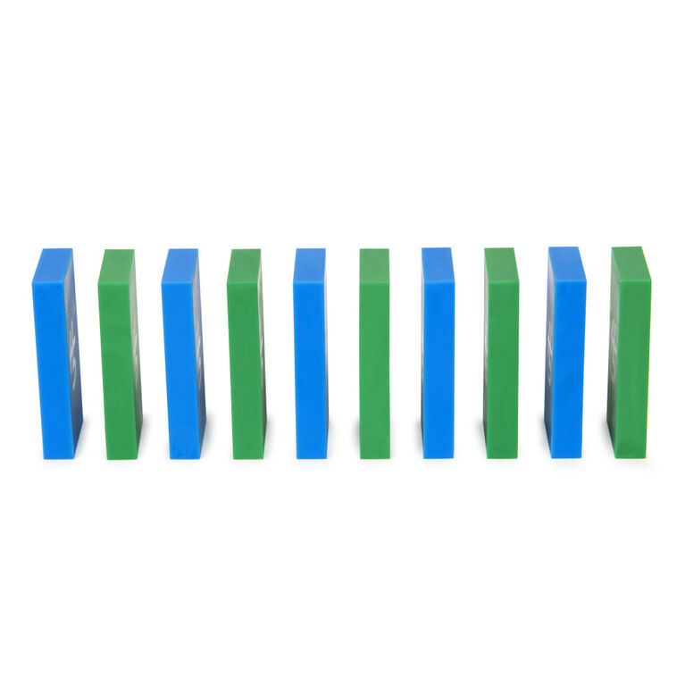 H5 Domino Creations, 60-Piece Neon Blue/Green Set by Domino Artist YouTuber Lily Hevesh
