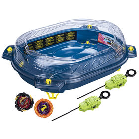 Beyblade Burst QuadStrike, set de combat Thunder Edge avec arène Beystadium, 2 toupies et 2 lanceurs