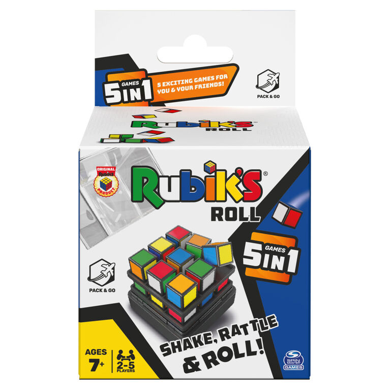 Rubik's Roll, Jeux de dés 5 en 1, Version voyage, Multijoueur, Jeu de voyage coloré