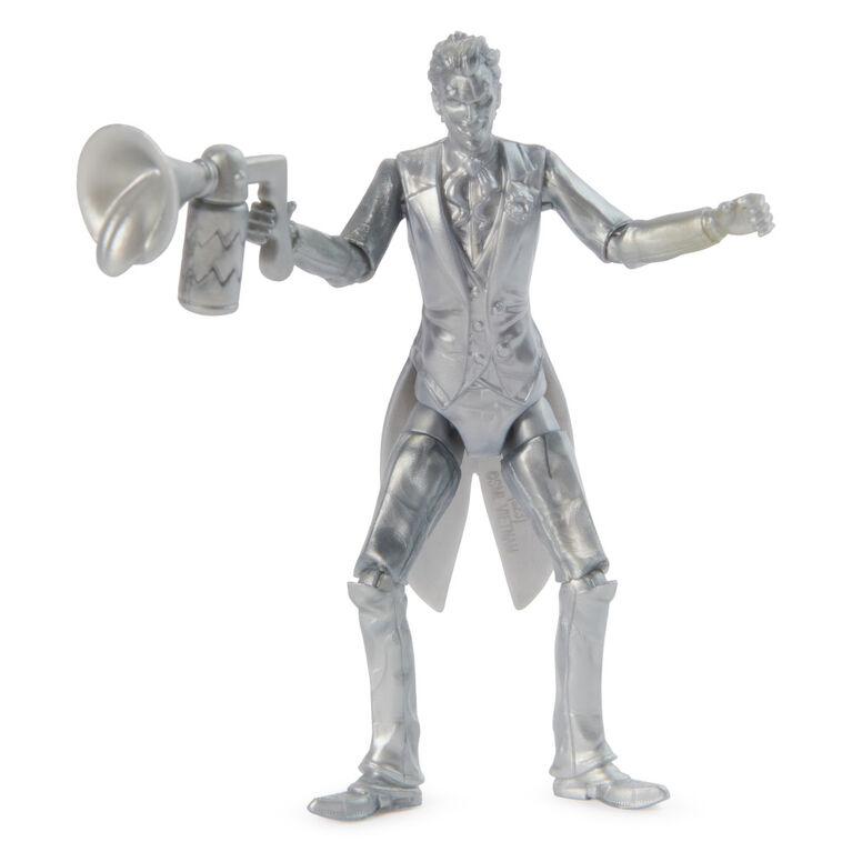 DC Comics, Figurine articulée The Joker métallique avec 2 accessoires mystère, 10 cm
