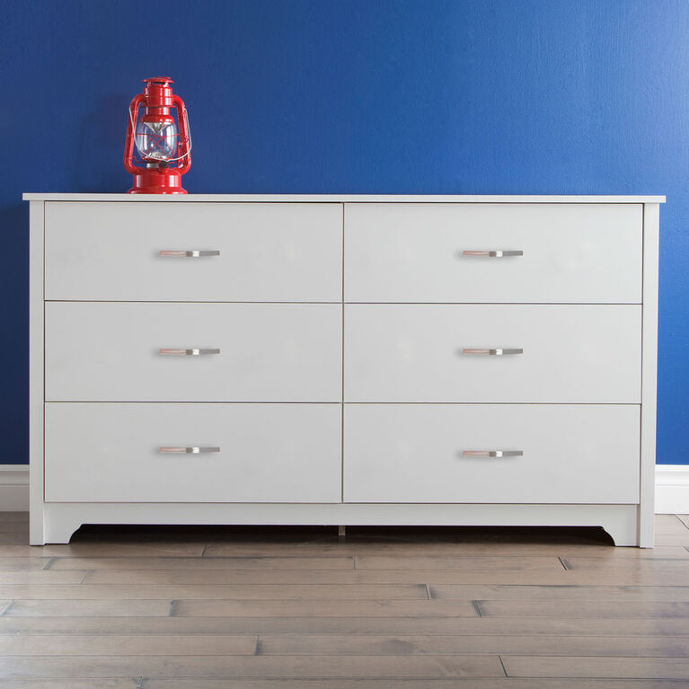 Fusion 6-Drawer Double Dresser- Pure White