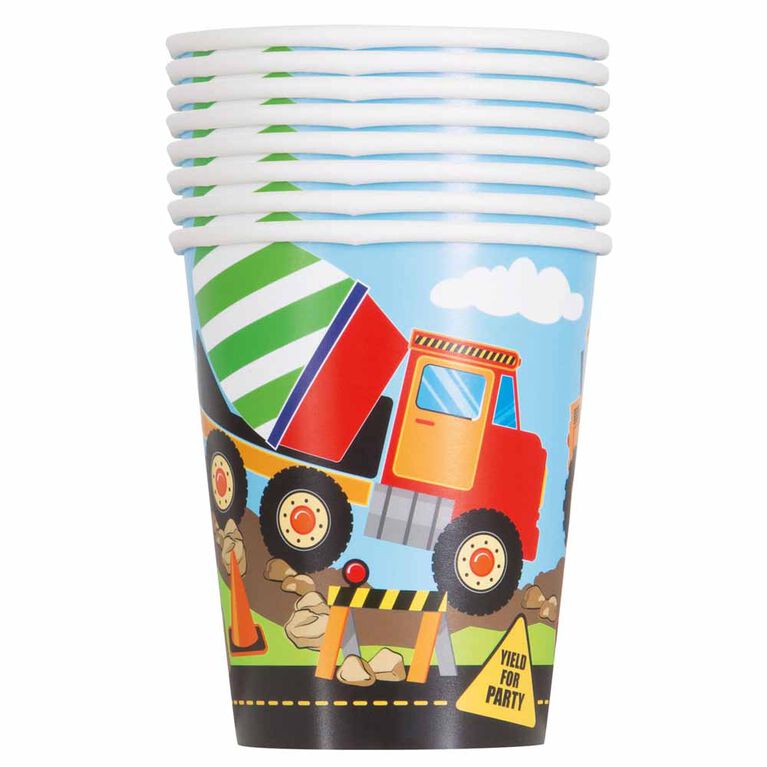 Construction Party 9oz Paper Cups, 8 pieces - English Edition