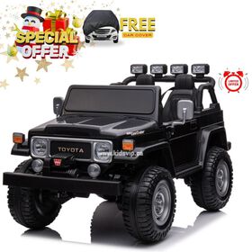 KIDSVIP Camion porteur sous licence Toyota Land Cruiser 2 places pour enfants 4X4 24V avec RC - Noir