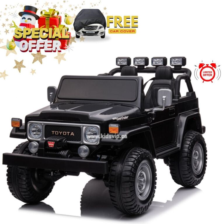 KIDSVIP Licensed Toyota Land Cruiser 2-Seater Kids' 4X4 24V Ride-On Truck w/ RC - Black