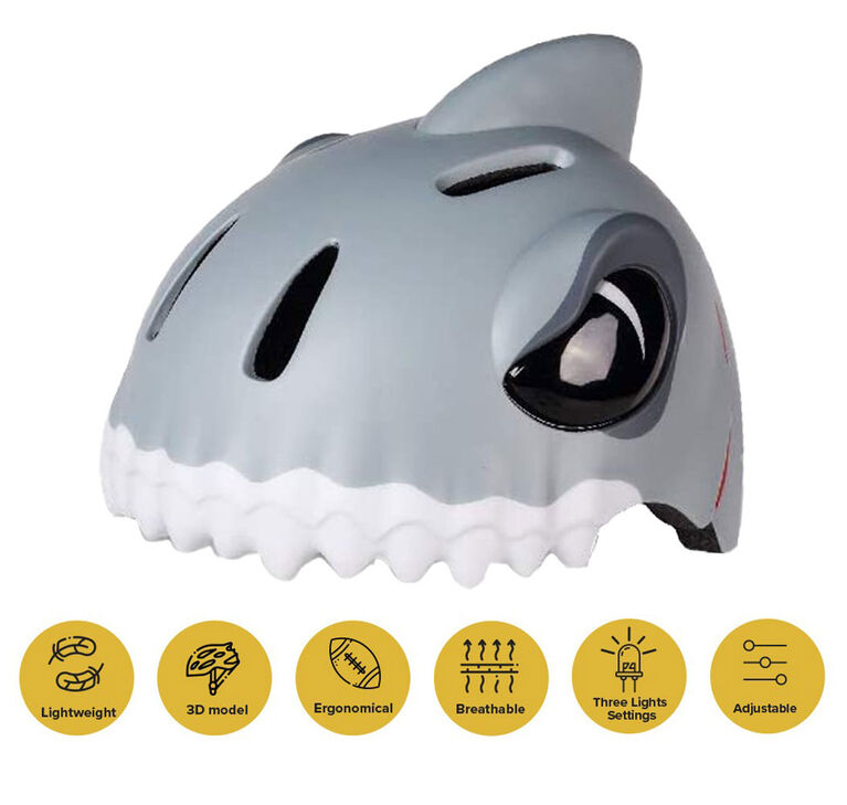 Animiles - Casque 3D Requin pour enfant - Gris, Taille unique, de 3 à 8 ans - Édition anglaise