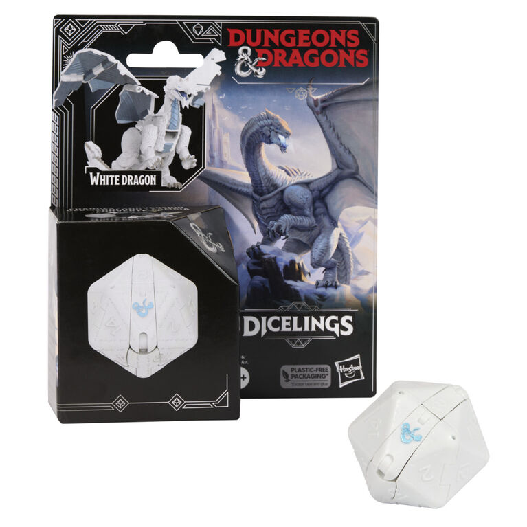 Dungeons and Dragons Dicelings White Dragon Collectible D&D Dragon Toy Action Figures
