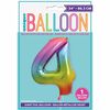 Rainbow Number 4 Shaped Foil Balloon 34"