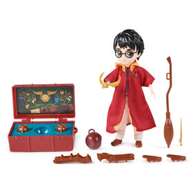 Wizarding World Harry Potter, 8-inch Harry Potter Quidditch Doll Gift Set with Robe and 9 Doll Accessories, 11 Pieces