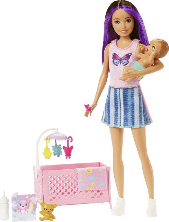 ​Barbie Skipper Babysitters Playset with Skipper Doll, Baby Doll with Sleepy Eyes, Crib and Accessories