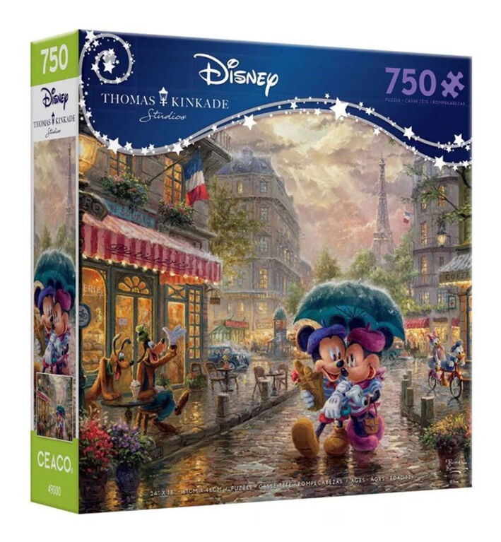 Ceaco Thomas Kinkade Disney 750-Piece Puzzle Mickey and Minnie in Paris - English Edition