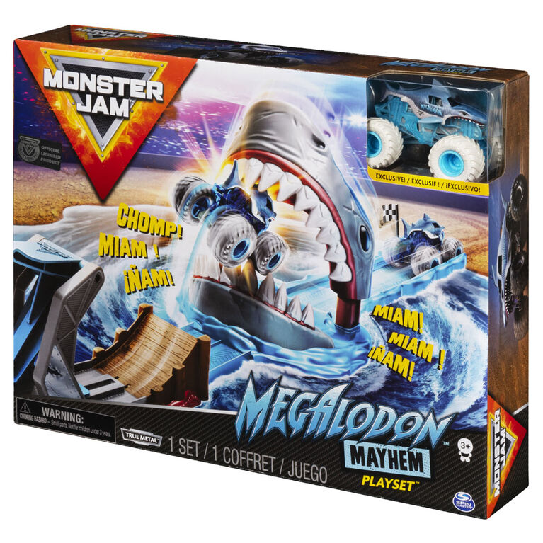 Monster Jam, Official Megalodon Mayhem Playset with Exclusive 1:64 Scale Megalodon Die-Cast Monster Truck