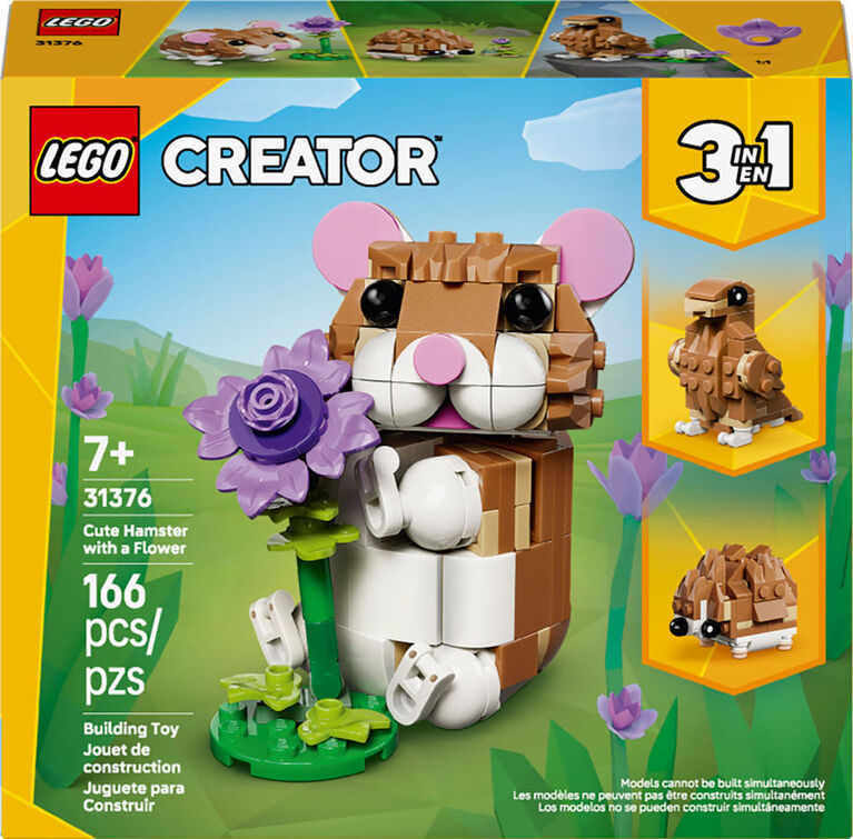 LEGO Creator 3 in 1 Cute Hamster with a Flower Building Toy for Girls & Boys, Ages 7+ - 31376