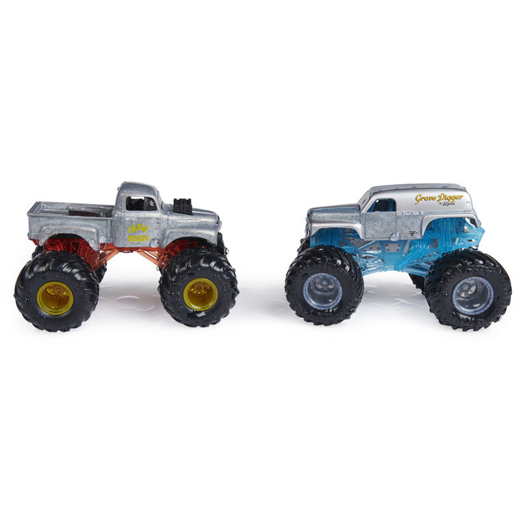 Monster Jam, Official Grave Digger vs. Grave Digger (1982 Retro) Color-Changing Die-Cast Monster Trucks, 1:64 Scale