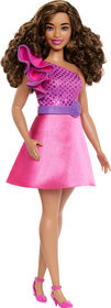 Barbie Fashionistas Doll #225, Brown Hair, Pink Sparkly Dress, 65th Anniversary