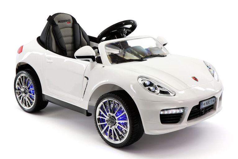 Moderno Kids Kiddie Roadster 12V Battery Power Ride-On Car - White - Exclusive