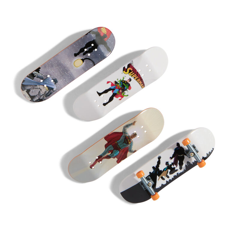 Tech Deck, Coffret de 4 fingerboards Ultra DLX, DC Superman, Mini-skateboards personnalisables &agrave; collectionner