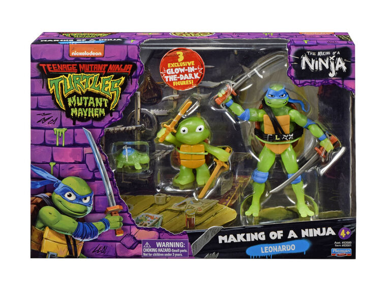 Teenage Mutant Ninja Turtles: Mutant Mayhem Making of a Turtle Leonardo Figure 3Pk Bundle - R Exclusive
