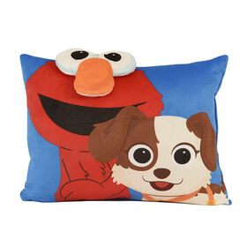 Sesame Street Elmo Coussin décoratif 3D pour enfants Coussin brodé en peluche douce pour filles et garçons Cadeau essentiel (13 po x 16 po)