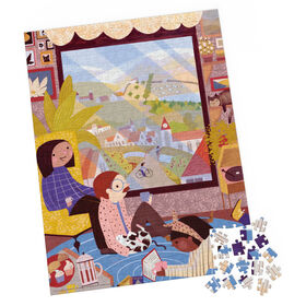Spin Master Puzzles, Cozy Country Coffee Jigsaw Puzzle 500 Pieces by Artist Fiona Lee with Wall Decor Poster