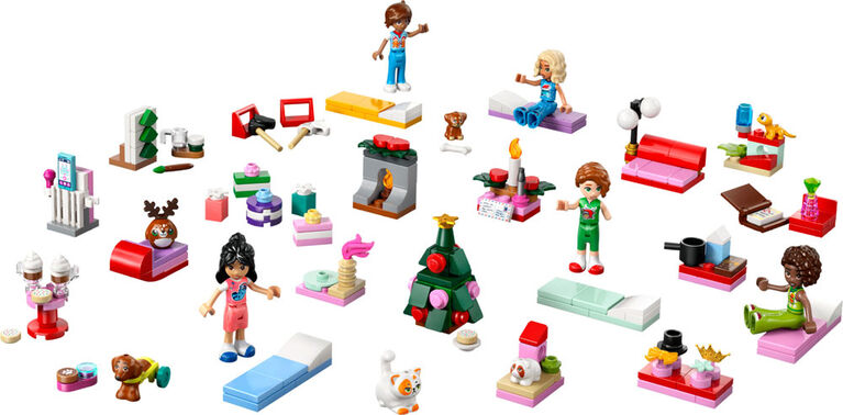 LEGO Friends Le calendrier de l'Avent 2025, Ensemble de Construction de Noël pour Enfants, 5 Minipoupées, 5 Animaux 42668