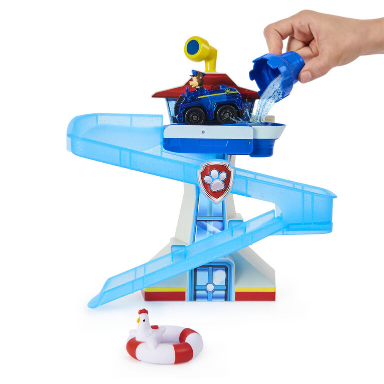 PAW Patrol, Adventure Bay Bath Playset with Light-up Chase Vehicle