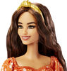 ​Barbie Fashionistas Doll #182, Headband, Orange Floral Print Dress with Ruffle Details and Heels