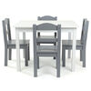 Kids Wood Table & 4 Chairs, White/Grey