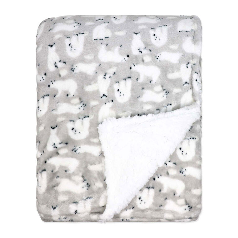 Jesse & Lulu Lounge Blanket with Sleep Mask: Grey Polar Bear