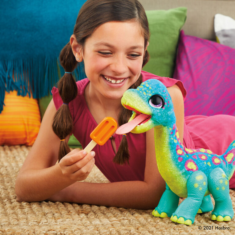 furReal Snackin' Sam the Bronto Interactive Animatronic Plush Toy, 40+ Sounds and Reactions